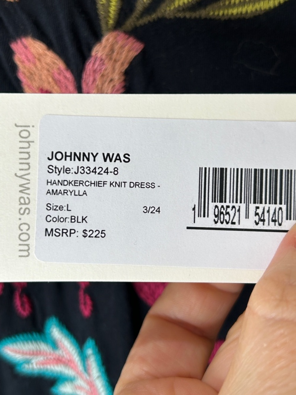 NWT JOHNNY WAS Amarylla Handkerchief Knit Dress Black Size Large - Picture 9 of 16